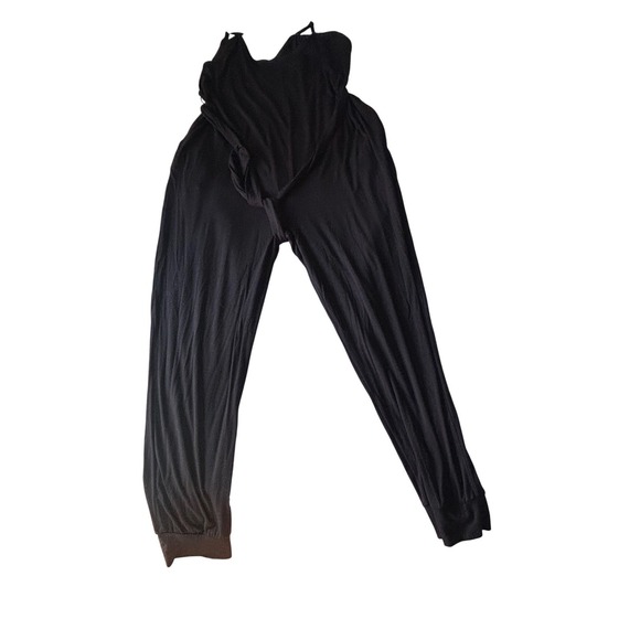 A Pea in the Pod Black Maternity Jumpsuit Spaghetti Strap Tie Waist Jogger LG - Picture 6 of 12